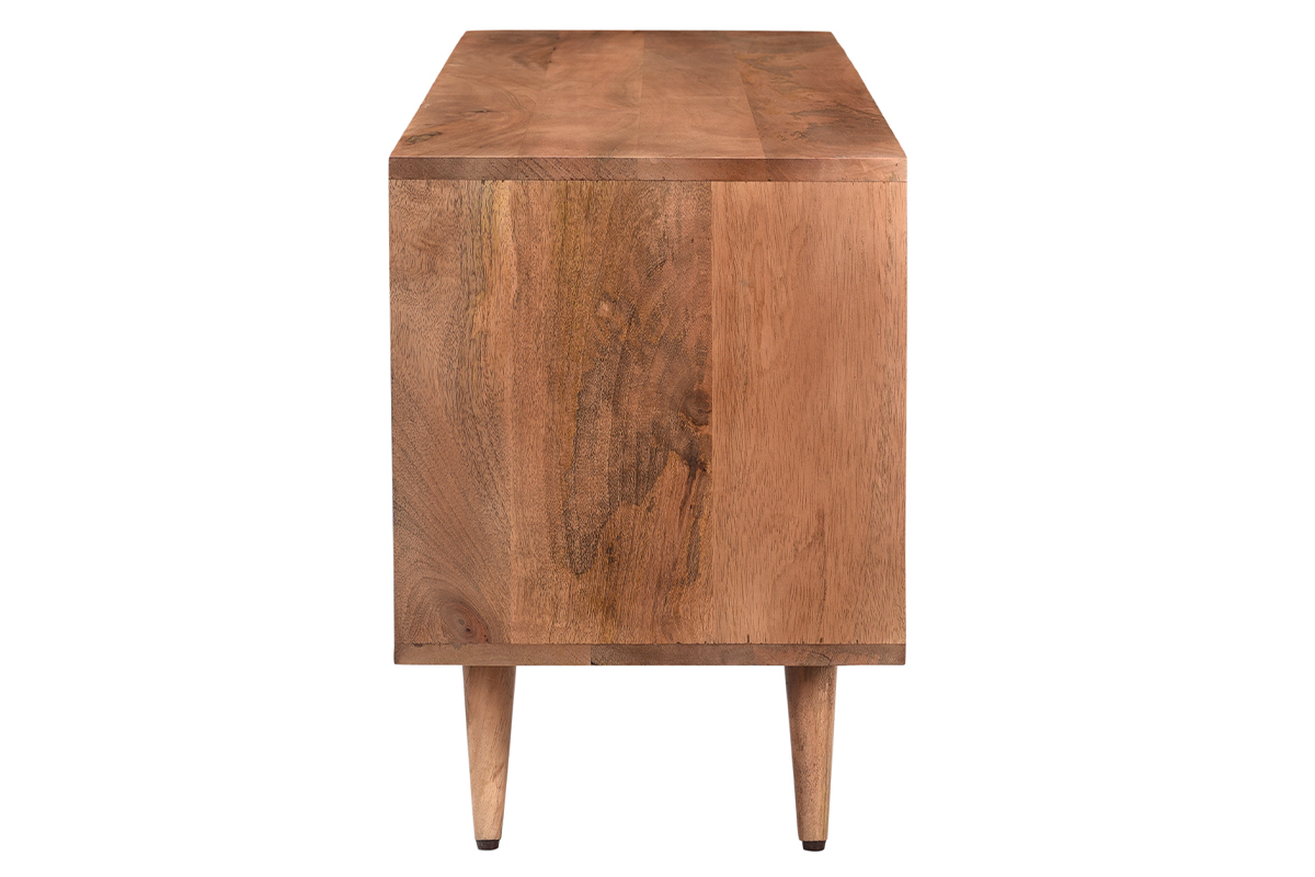 Mueble TV vintage de madera de mango maciza con puertas talladas diamantadas 115 cm HIRA