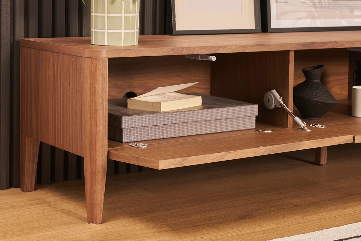 Mueble TV vintage de nogal con 3 cajones 180 cm BENJA