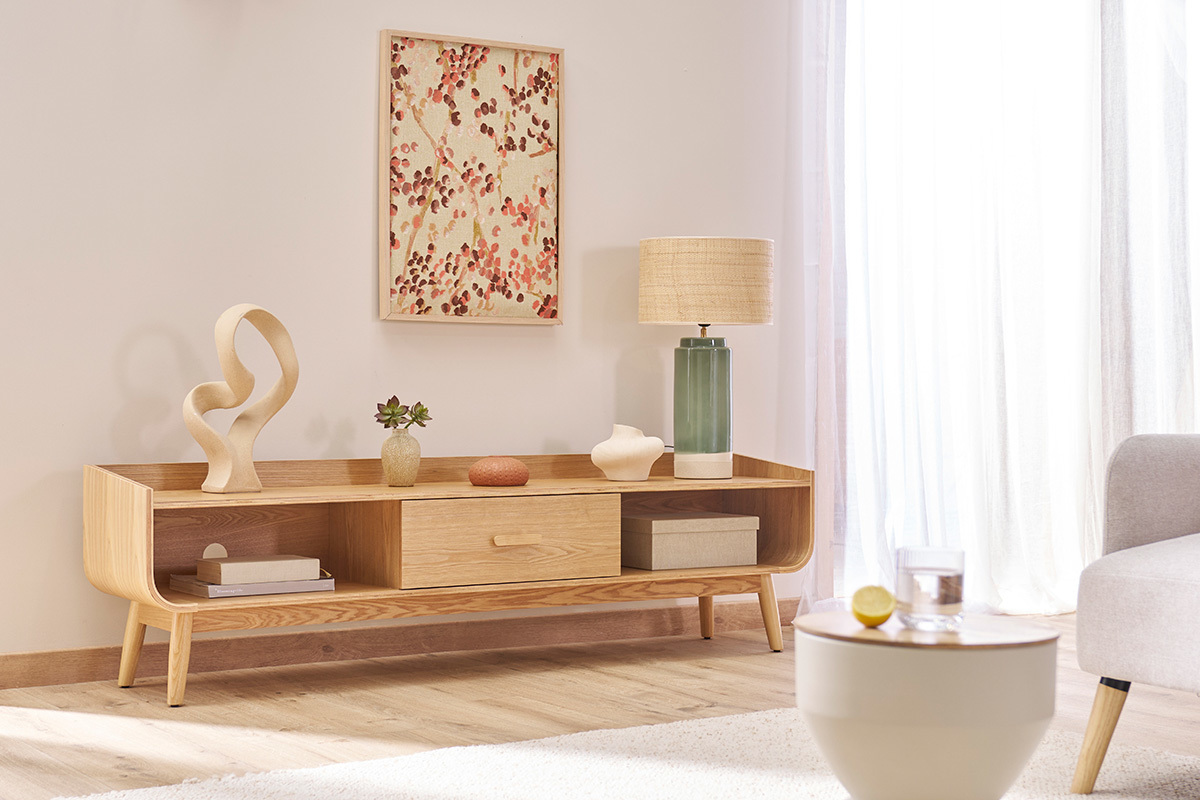Mueble TV vintage madera fresno 180 cm HALLEN