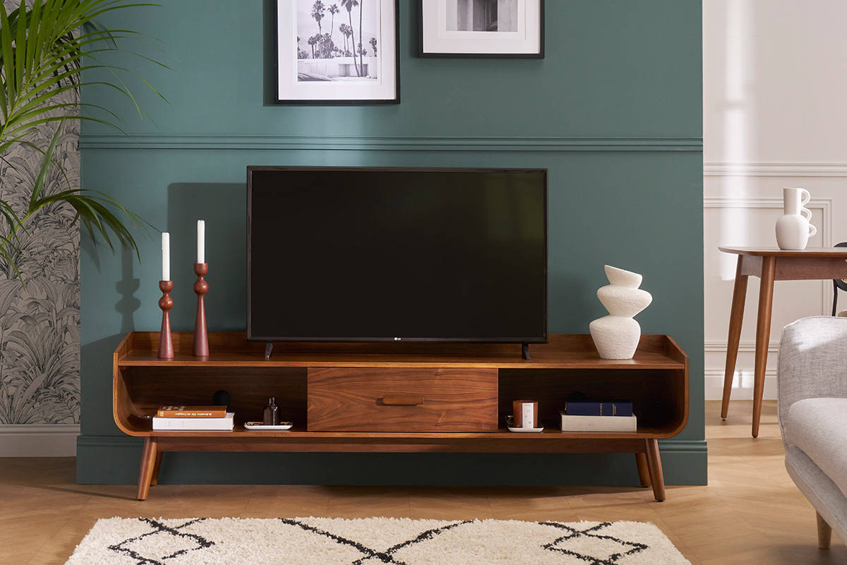 Mueble TV vintage madera nogal 180 cm HALLEN