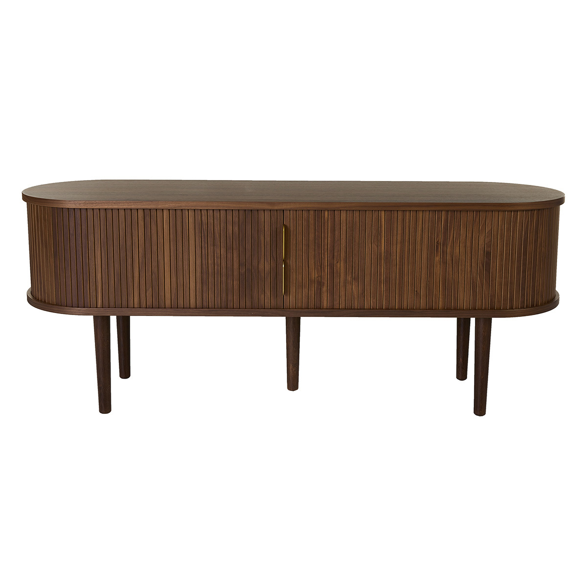 Mueble TV vintage madera oscura nogal con almacenaje 2 puertas correderas L138 cm EPIC
