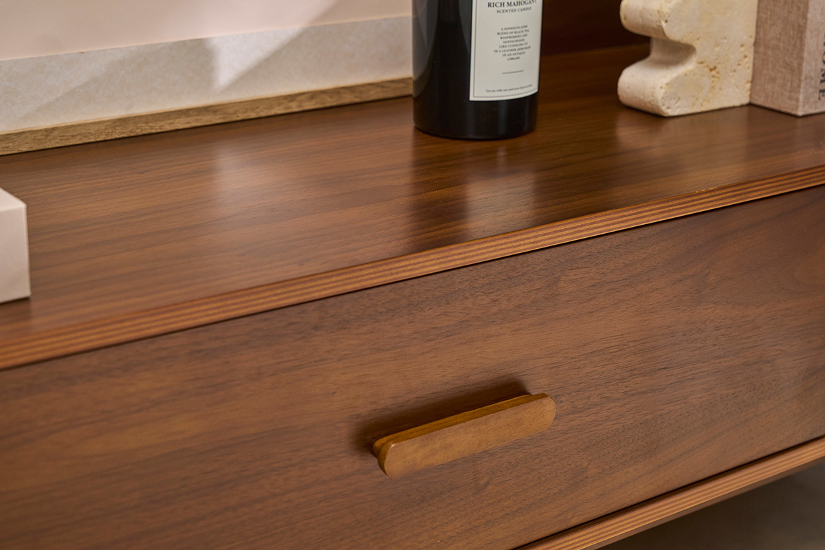 Mueble TV vintage madera oscura nogal L200 cm HALLEN
