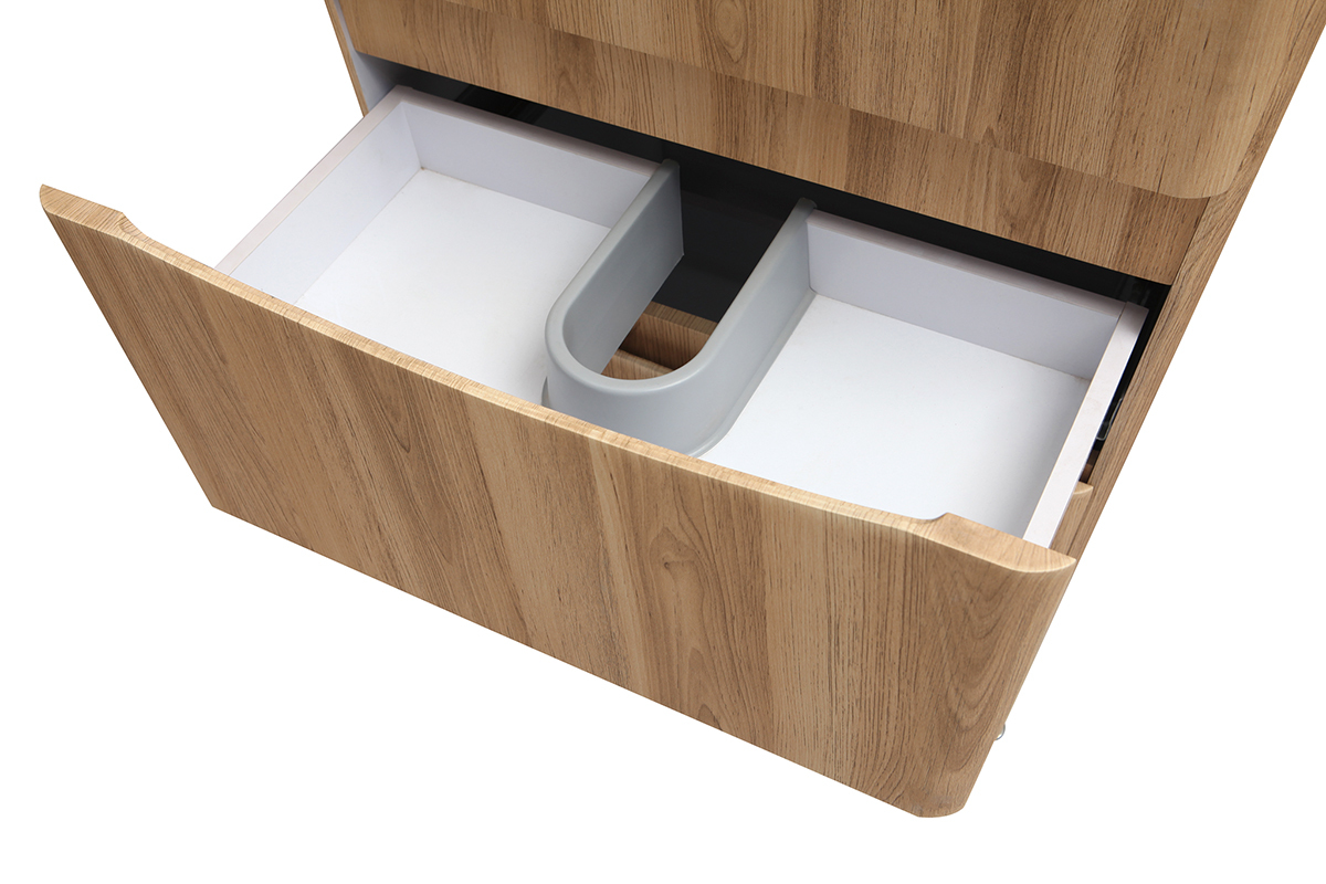 Mueble y columna de bao madera con lavabo, espejo y almacenaje WILD