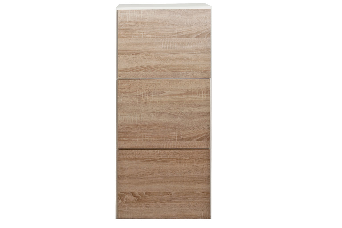 Mueble zapatero blanco y madera 3 puertas BOBBY