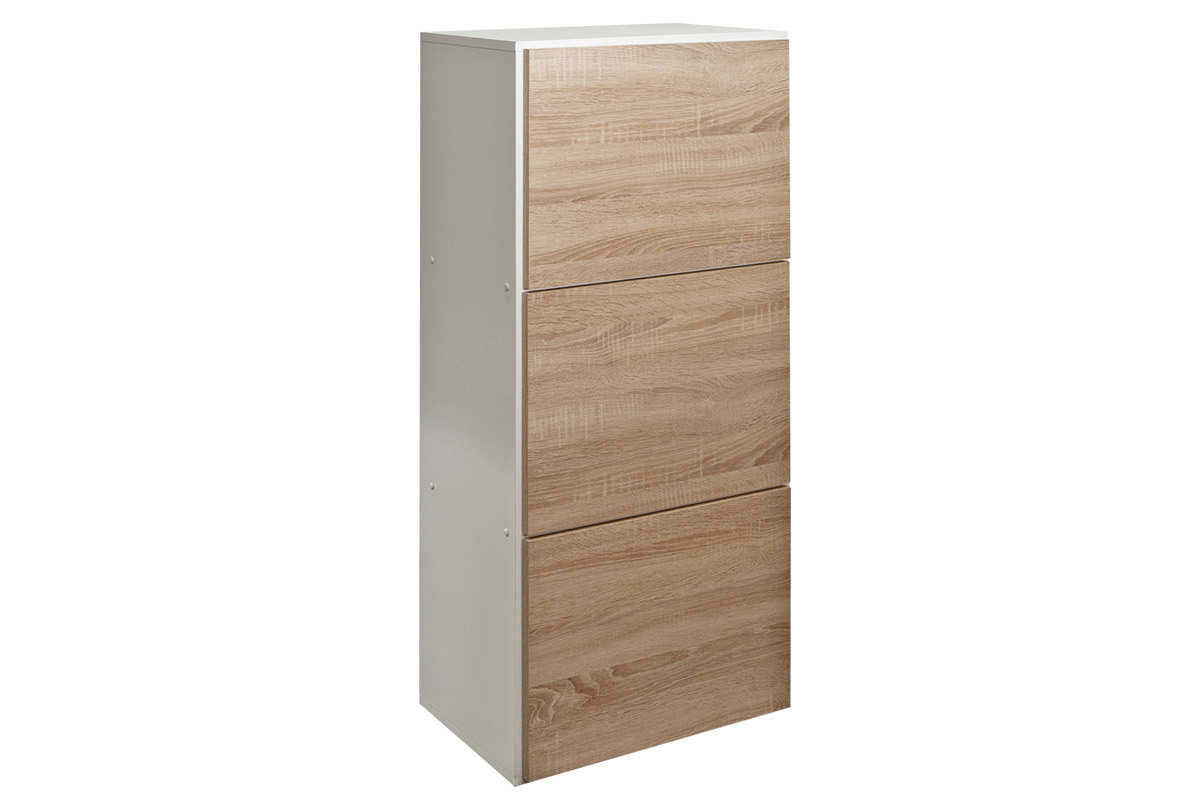 Mueble zapatero blanco y madera 3 puertas BOBBY