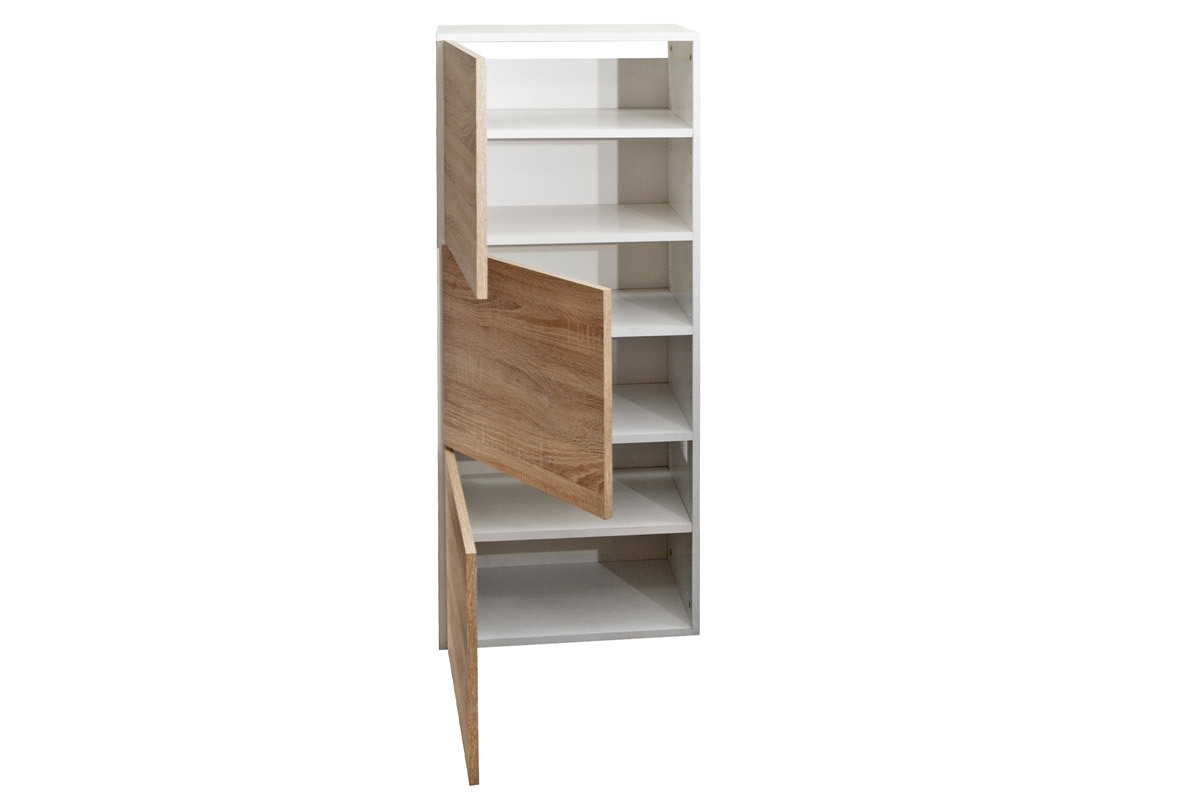 Mueble zapatero blanco y madera 3 puertas BOBBY