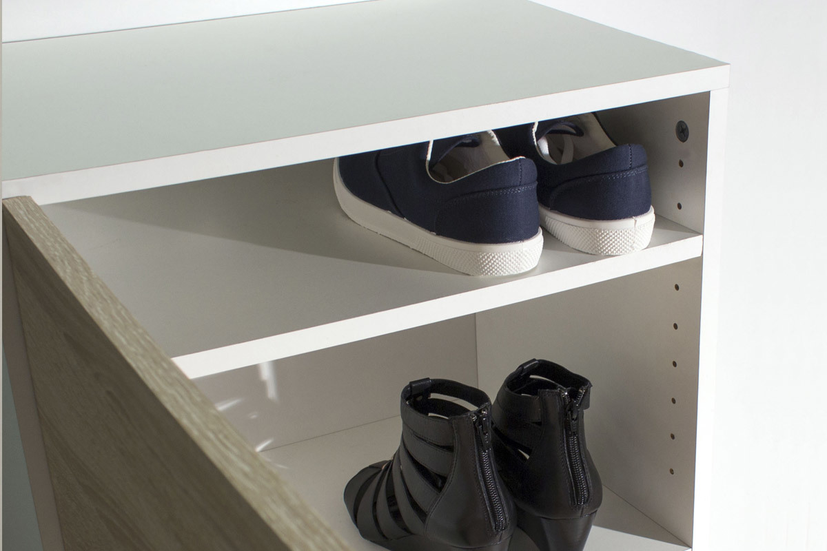 Mueble zapatero blanco y madera 3 puertas BOBBY