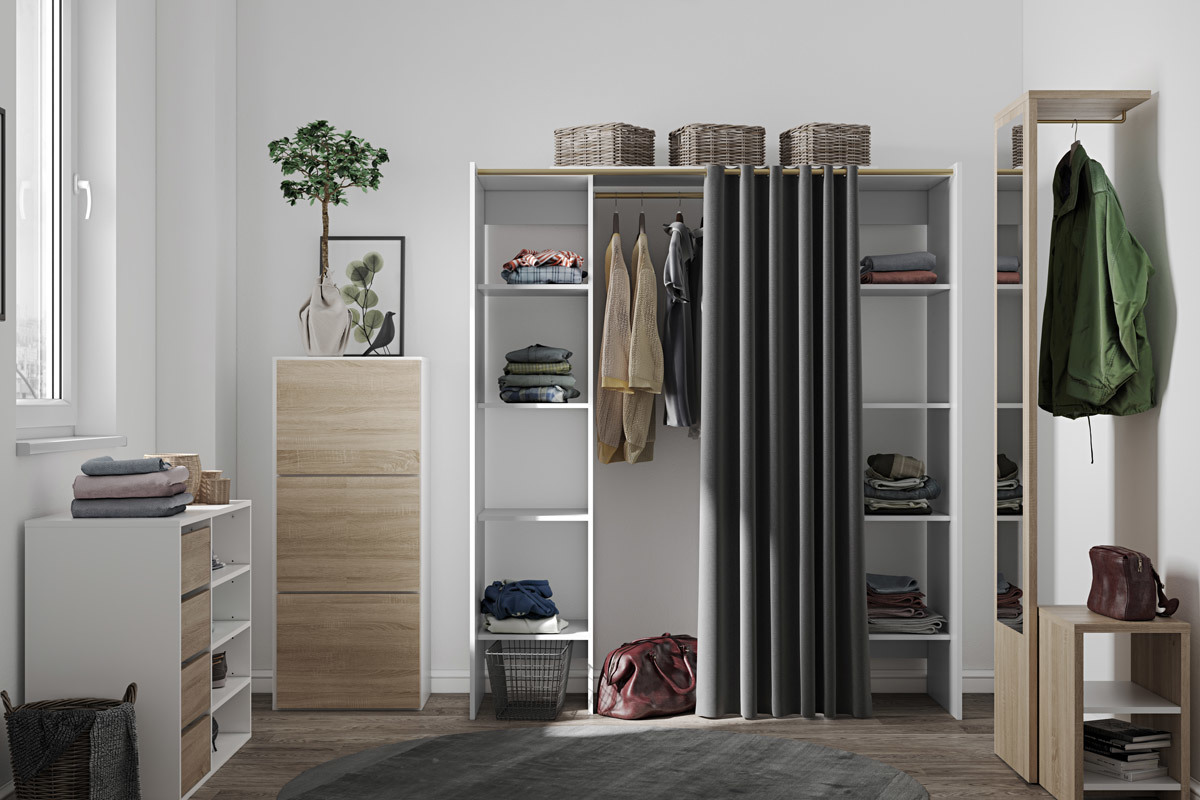 Mueble zapatero blanco y madera 3 puertas BOBBY