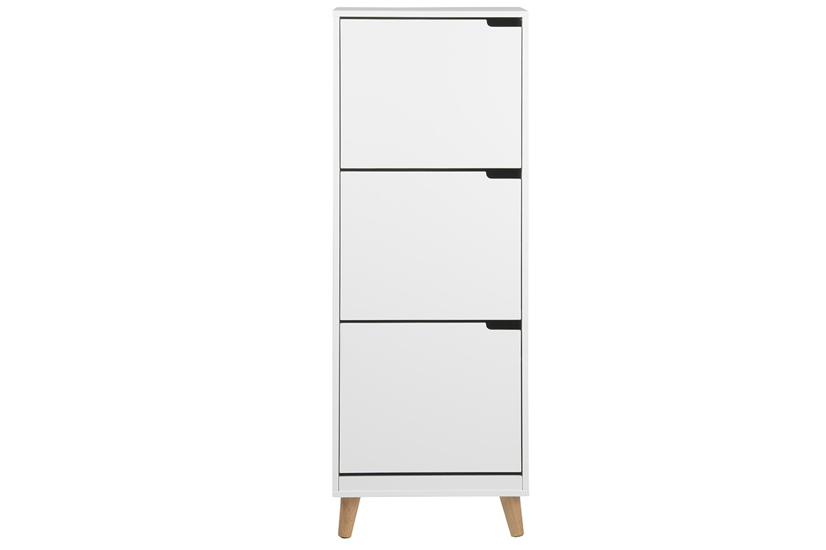 Mueble zapatero nrdico 3 cajones madera y blanco MITRAA