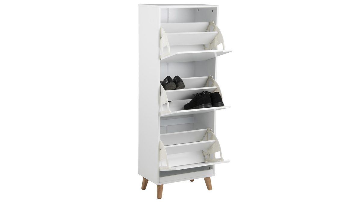 Mueble zapatero nrdico 3 cajones madera y blanco MITRAA