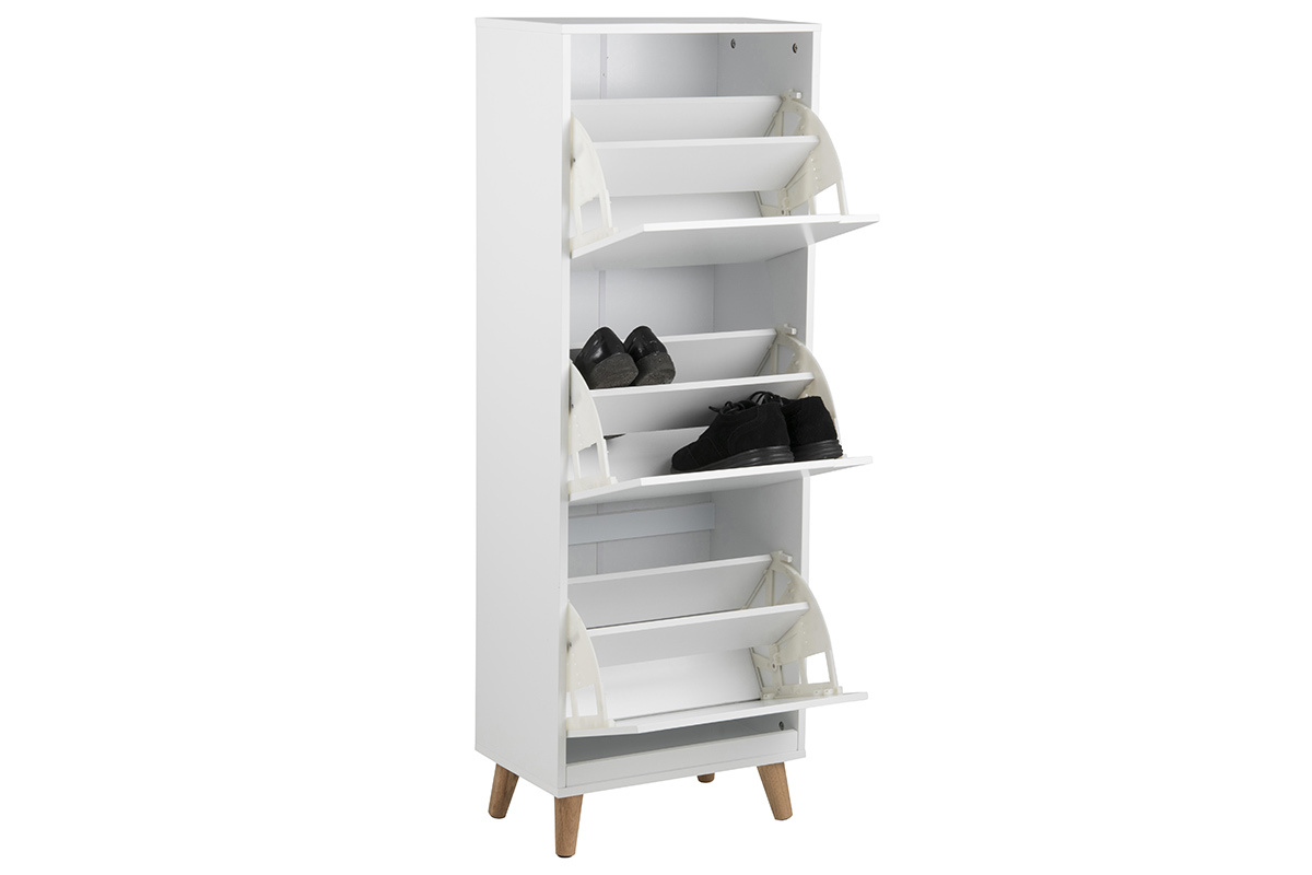Mueble zapatero nrdico 3 cajones madera y blanco MITRAA