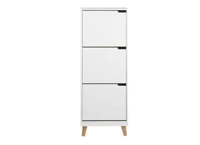 Mueble zapatero nórdico 3 cajones madera y blanco MITRAA - Mueble zapatero nórdico 3 cajones madera y blanco MITRAA