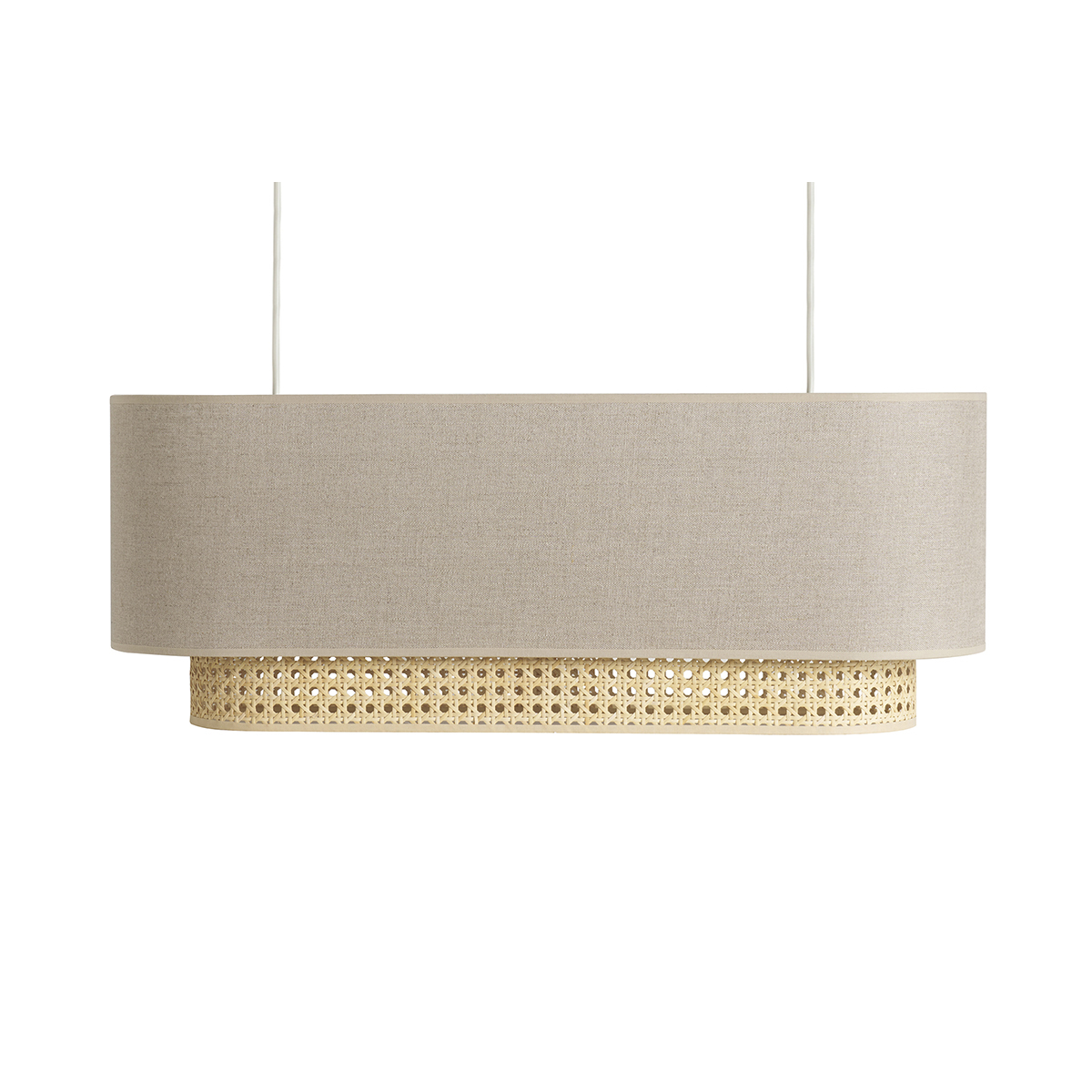 Pantalla para lámpara de techo doble de lino natural y ratán natural 62 cm TIWY