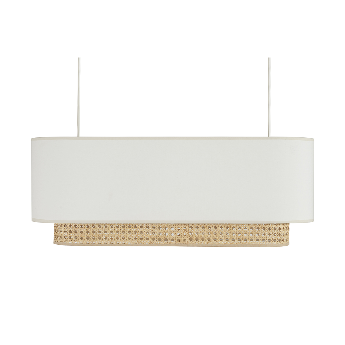 Pantalla para lámpara de techo doble de tela blanca y ratán natural 62 cm TIWY
