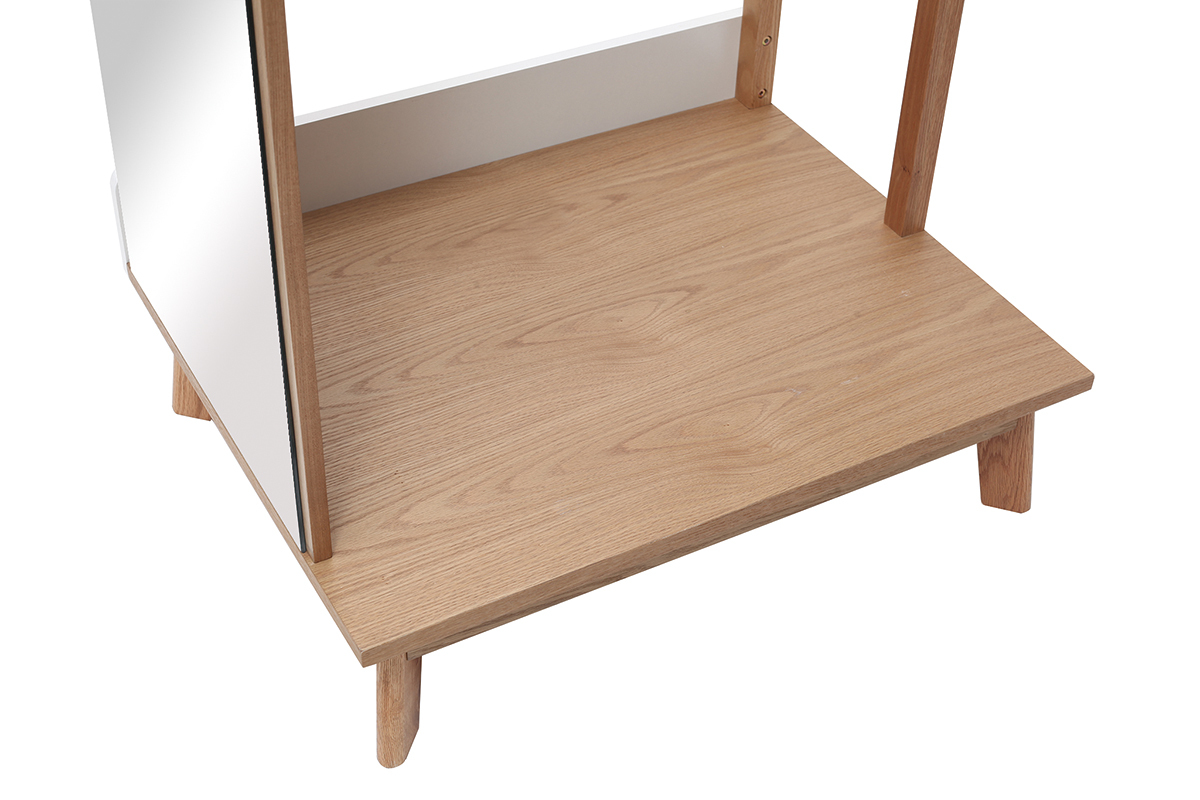 Perchero con espejo madera clara y blanco TAYA