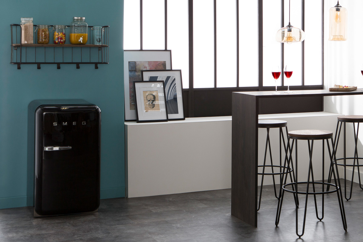 Perchero de pared metal gris y madera 85cm MANUFACTURE