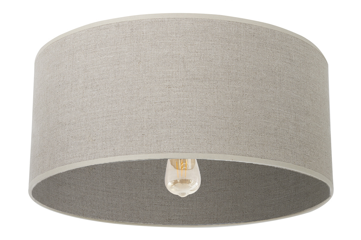 Plafn cilndrico de lino beige y rafia natural 40 cm TRAVES
