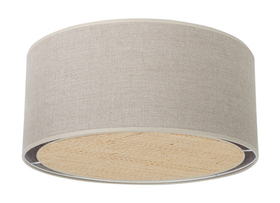 Plafón cilíndrico de lino beige y rafia natural 40 cm TRAVES
