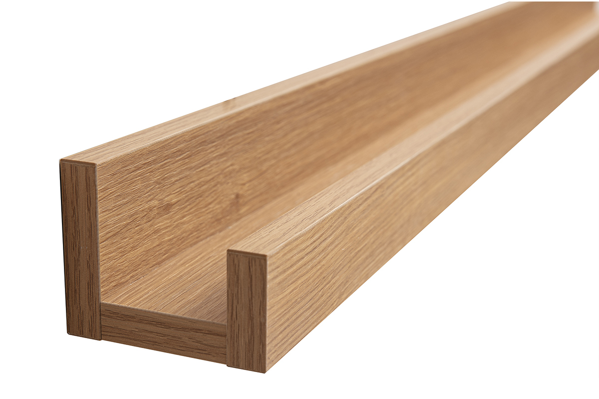 Estanter�a de pared de madera de roble claro, vista lateral ampliada, L120 cm LINEA.