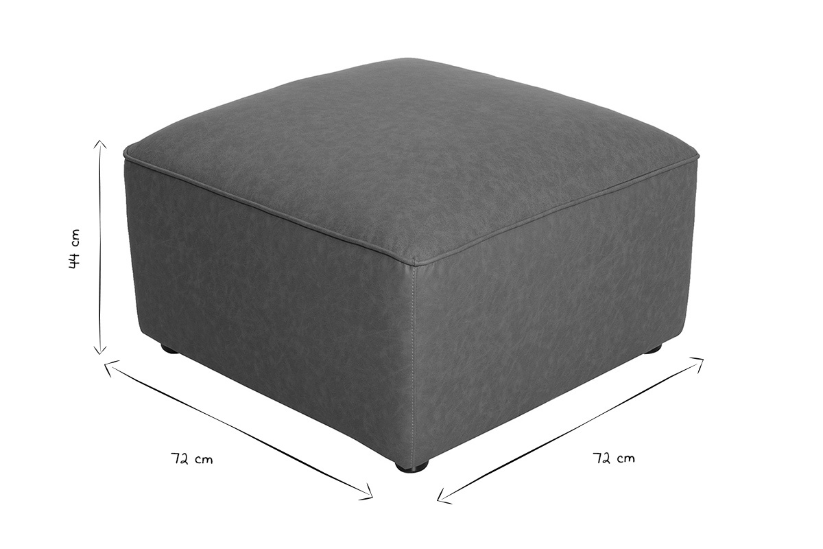 Dimensiones del puf reposapi�s cuadrado en blanco y negro, 72 cm x 72 cm, altura 44 cm.