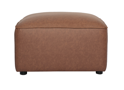 Pouf reposapi&eacute;s de cuero marr&oacute;n FERGUS