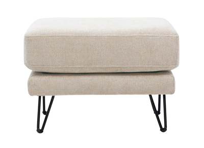 Pouf reposapi&eacute;s de tejido chenilla beige y metal OSLO