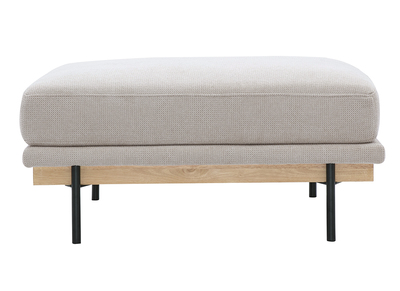 Pouf reposapi&eacute;s de tela chenilla beige y metal negro TODD