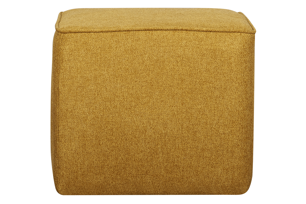 Puf de diseo cuadrado de tela amarillo comino PAVE