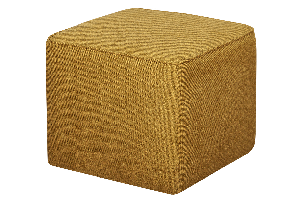 Puf de diseo cuadrado de tela amarillo comino PAVE