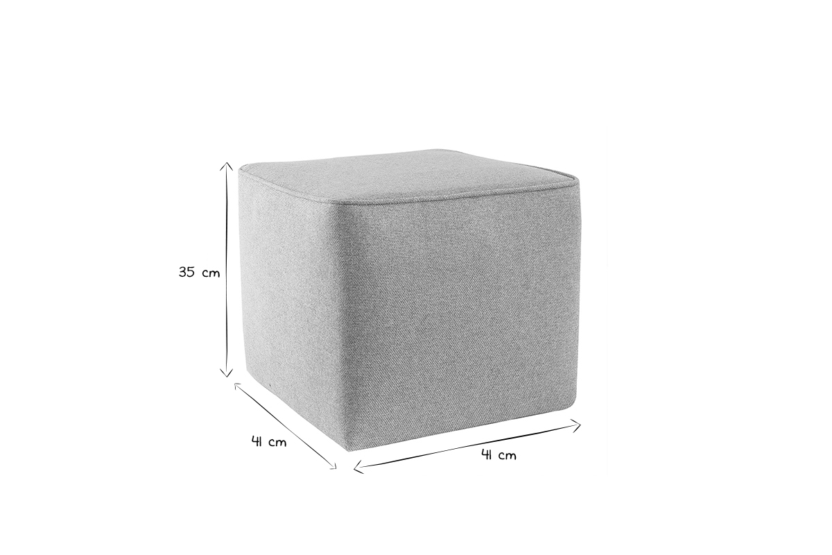 Puf de diseo cuadrado tela beige PAVE