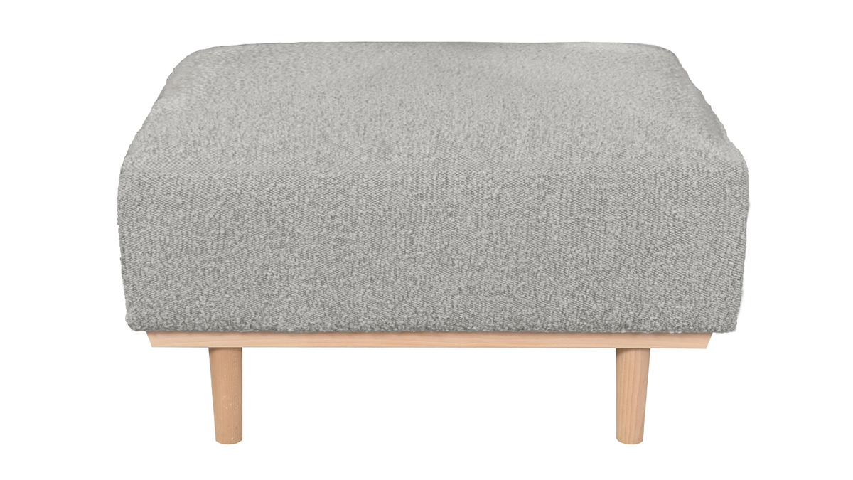 Puf módulo de sofá de tejido rizado efecto lana de color topo MORRIS