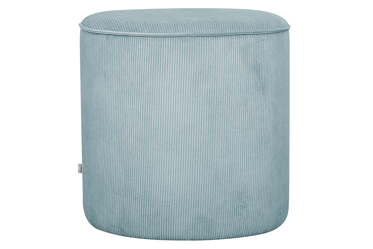 Puf redondo de pana azul griscea 40 cm dim. LOUIS