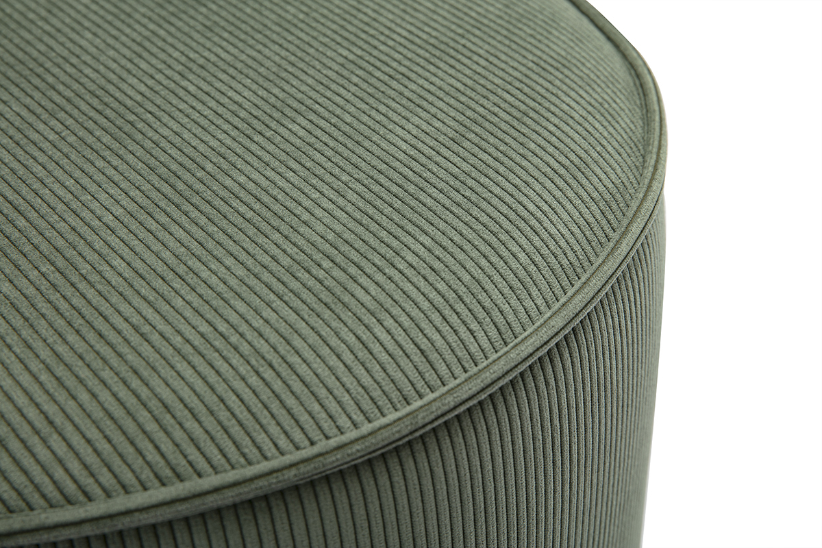 Puf redondo de pana verde caqui D40 cm PAUL