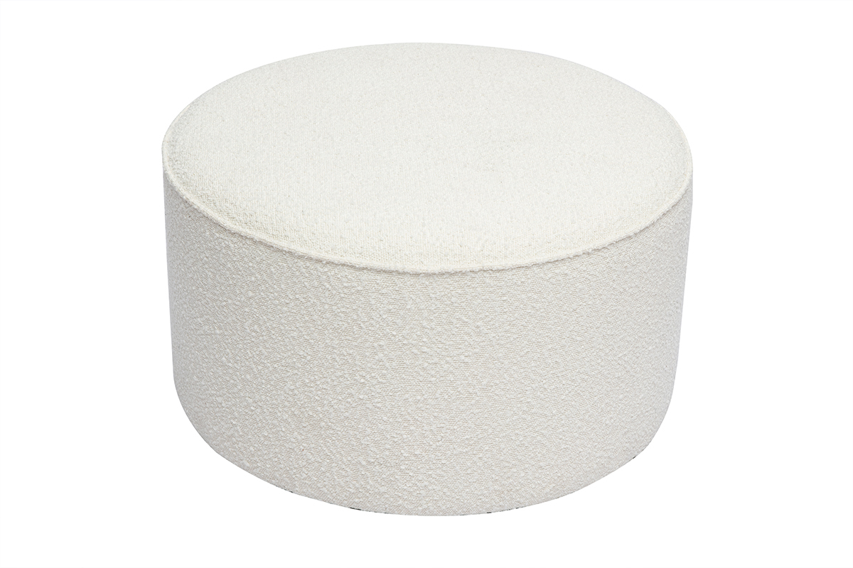 Puf redondo de tela de lana blanca D70 cm PAUL