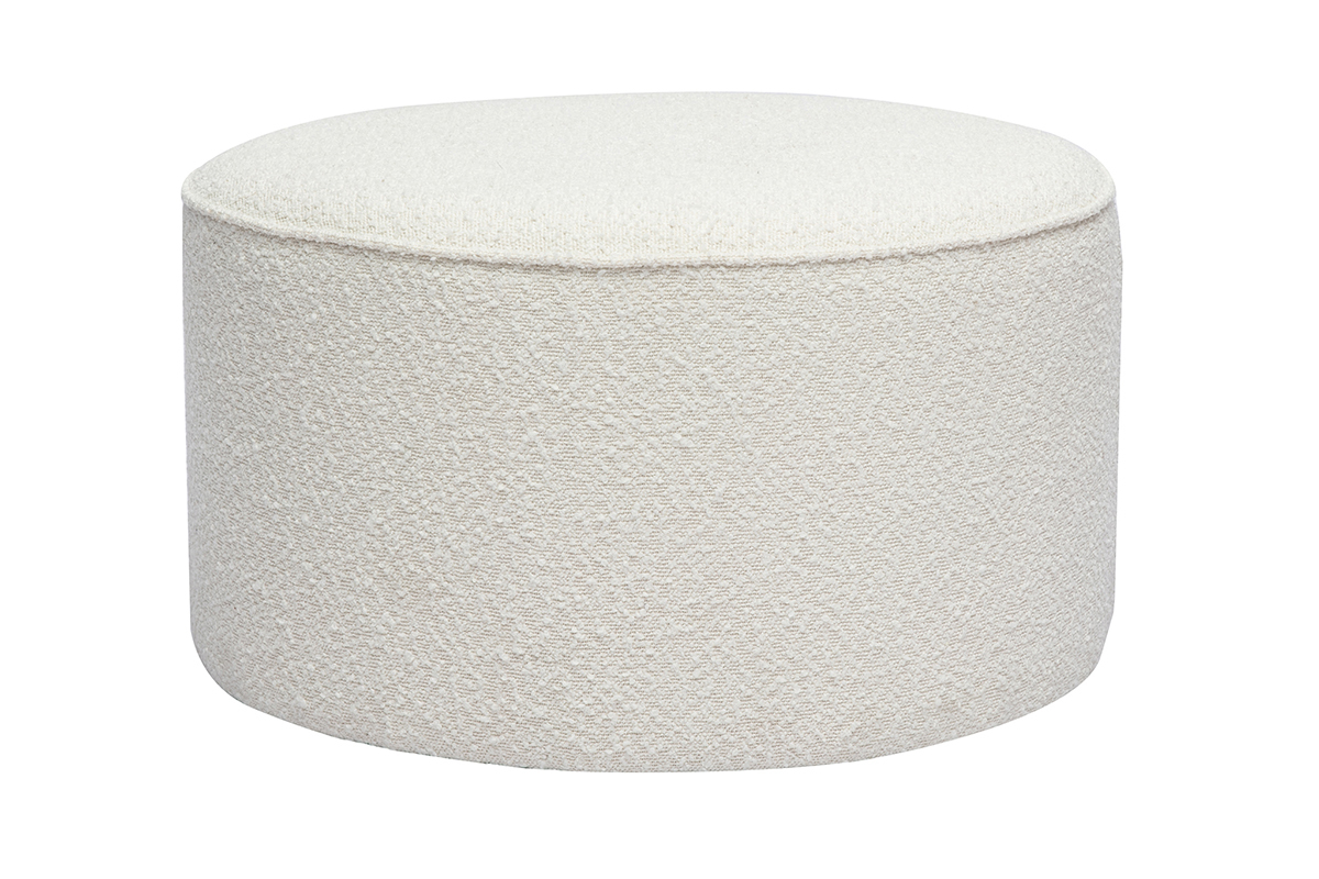 Puf redondo de tela de lana blanca D70 cm PAUL