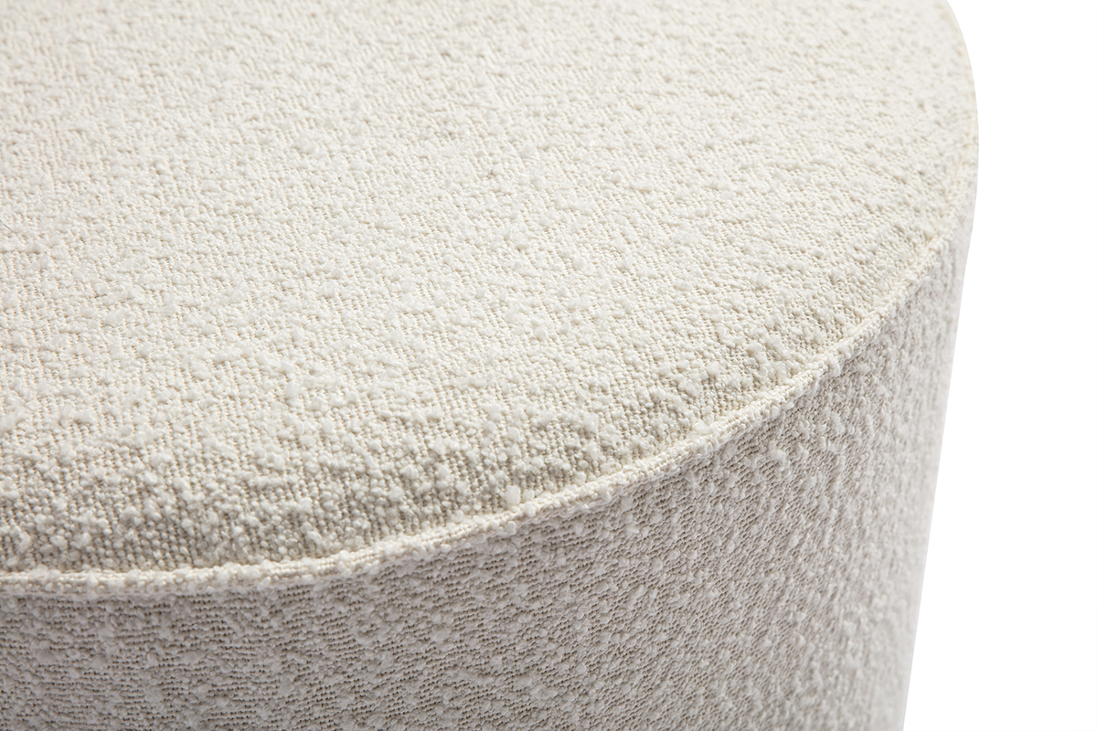 Puf redondo de tela de lana blanca D70 cm PAUL
