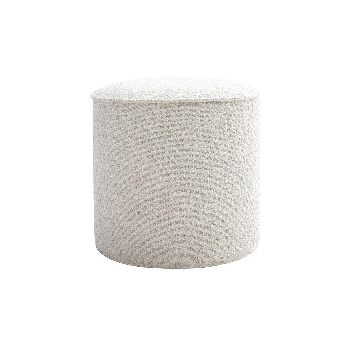 Puf redondo de tela efecto lana bouclée blanco D40 cm PAUL