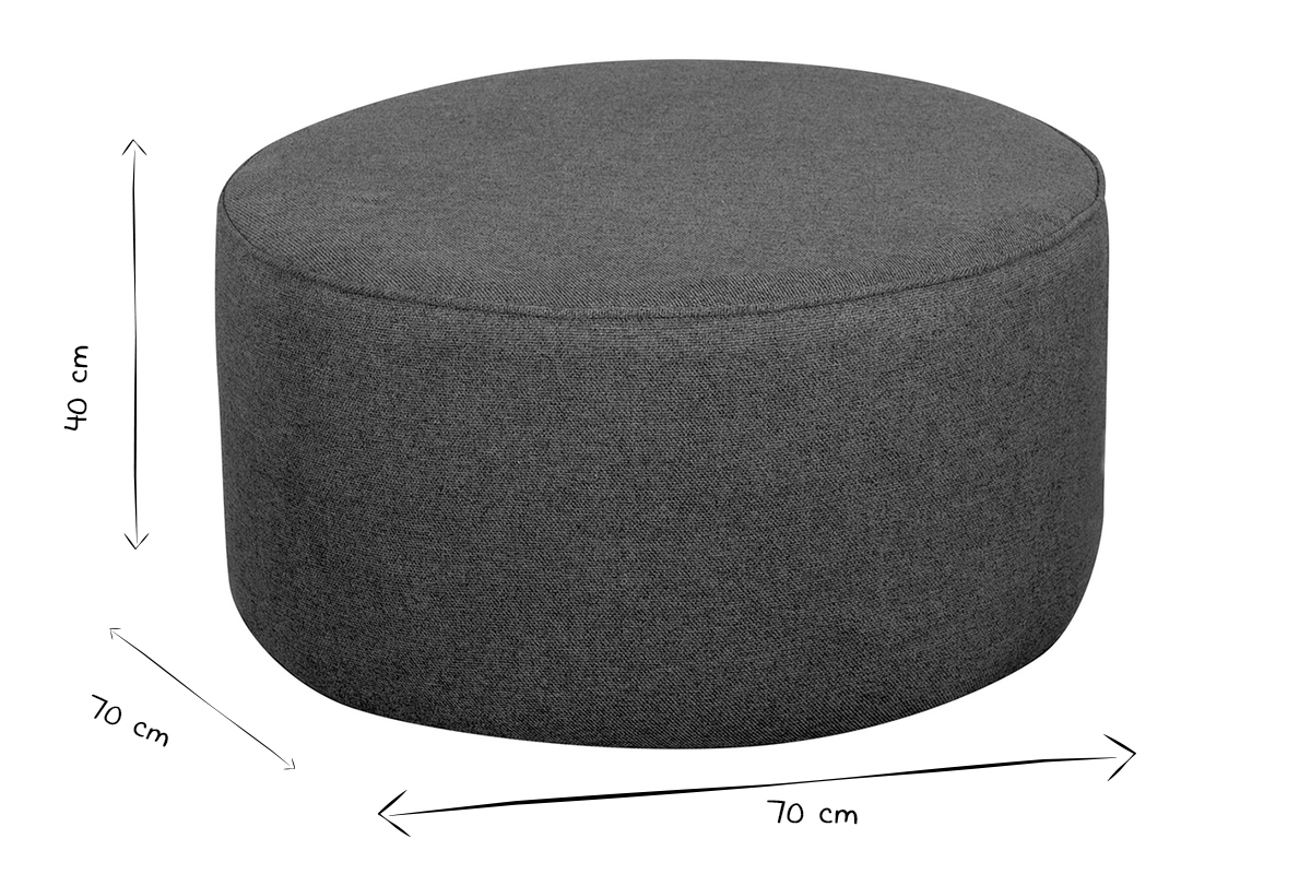 Puf redondo de tela gris antracita 70 cm dim. COQ