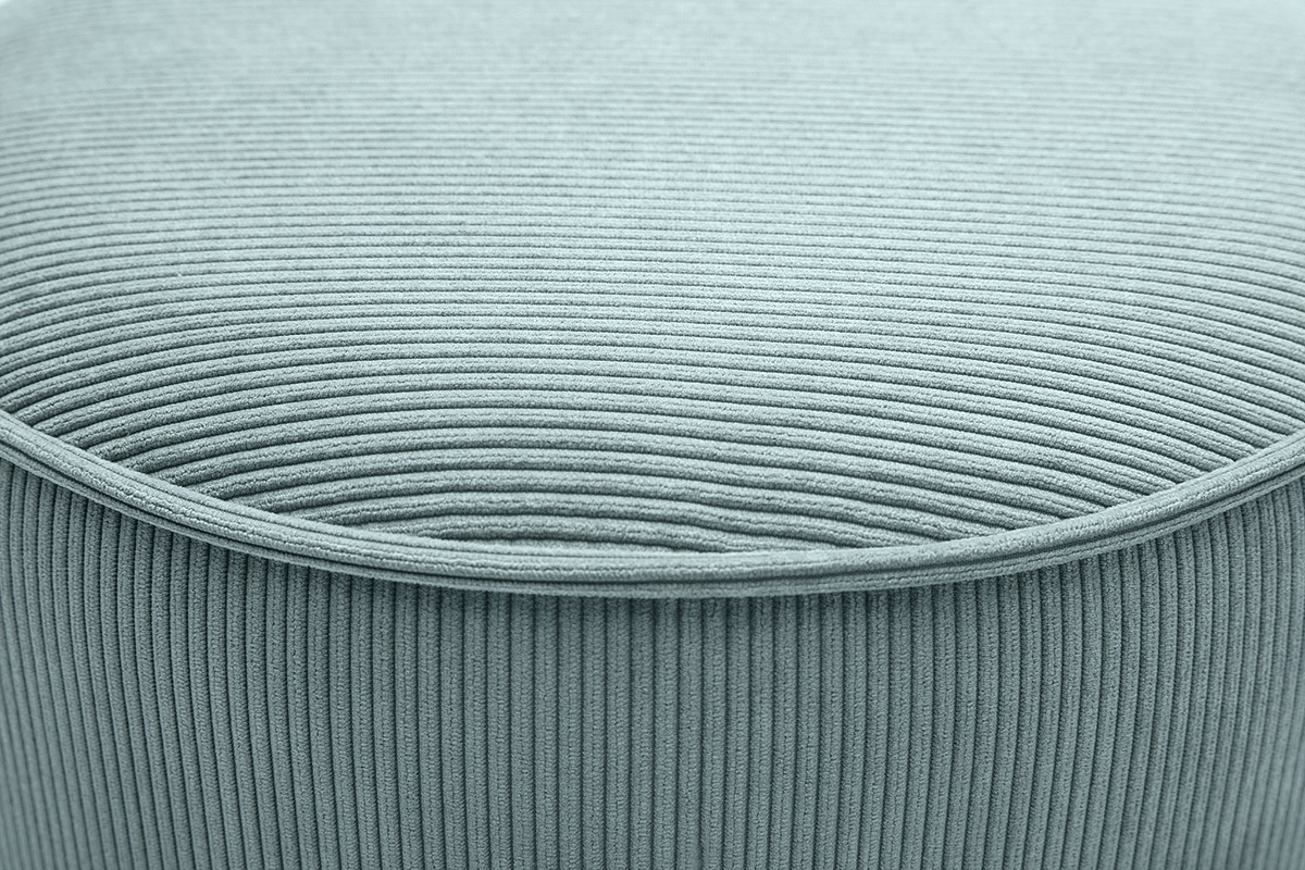 Puf redondo de terciopelo acanalado gris azulado D40 cm PAUL