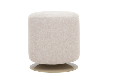 Puf redondo giratorio en tejido efecto terciopelo texturizado beige y metal D39.5 cm VOLNAY