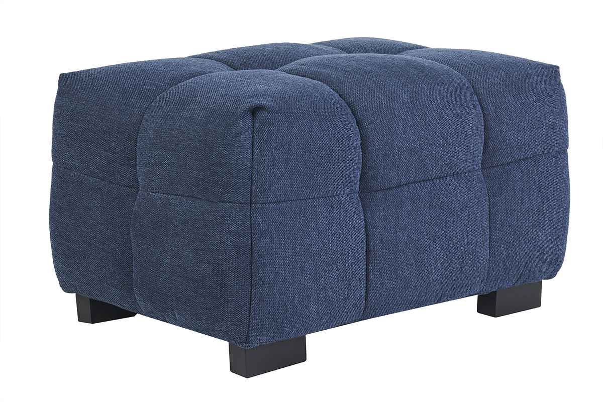 Puf reposapis de diseo en tela de terciopelo azul oscuro CORTO