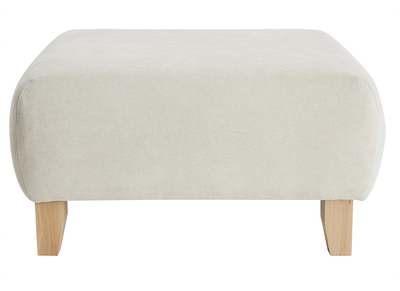 Puf reposapiés de tela efecto aterciopelado texturizado beige y madera clara maciza 75 cm ODEON