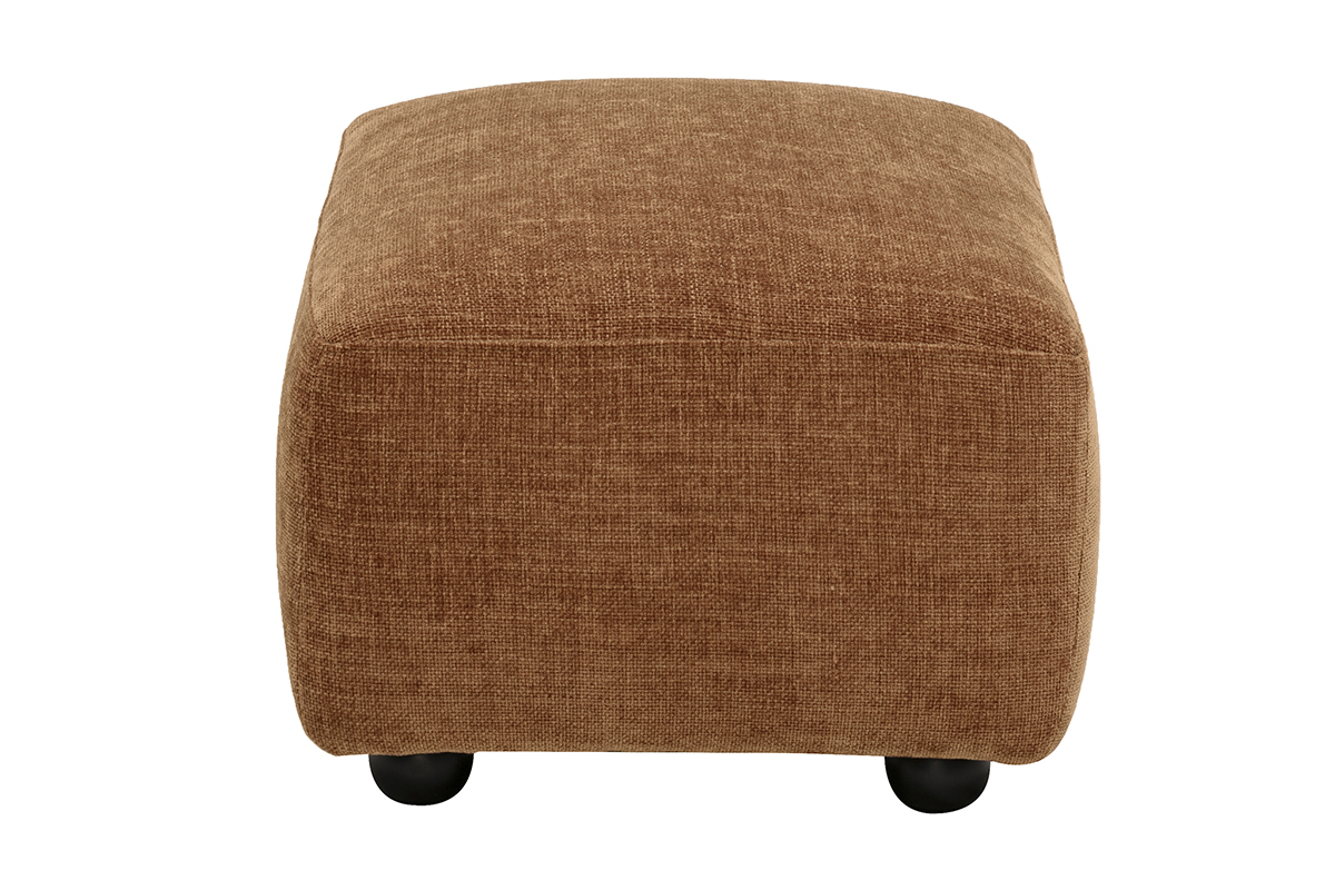 Reposapi�s tipo puf de tejido con efecto terciopelo texturizado color tierra quemada, vista de perfil