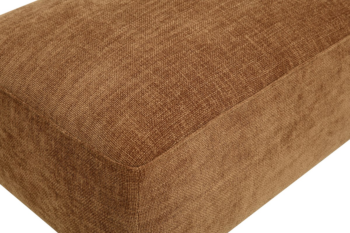 Puf reposapi�s rectangular de tejido con efecto terciopelo texturizado color tierra quemada, vista superior.