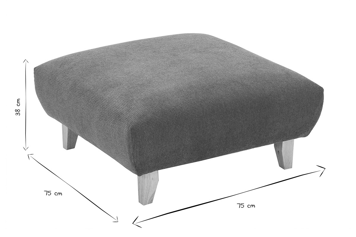 Puf reposapi�s en tela chenilla tierra quemada y madera clara L75 cm BASTILLE