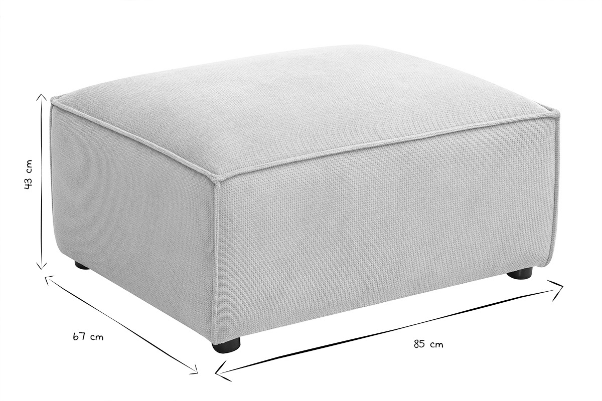 Puf reposapis en tela efecto terciopelo texturizado beige SPLIT