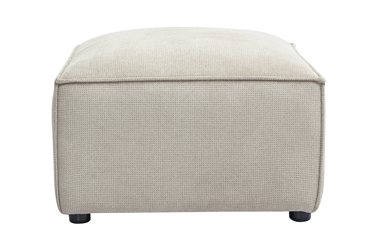 Puf reposapis en tela efecto terciopelo texturizado beige SPLIT
