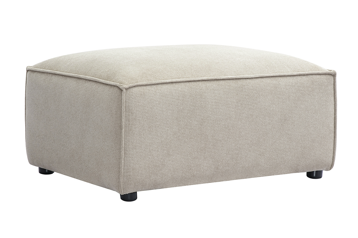 Puf reposapis en tela efecto terciopelo texturizado beige SPLIT