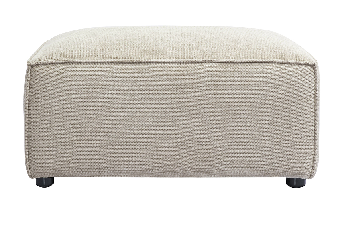 Puf reposapis en tela efecto terciopelo texturizado beige SPLIT