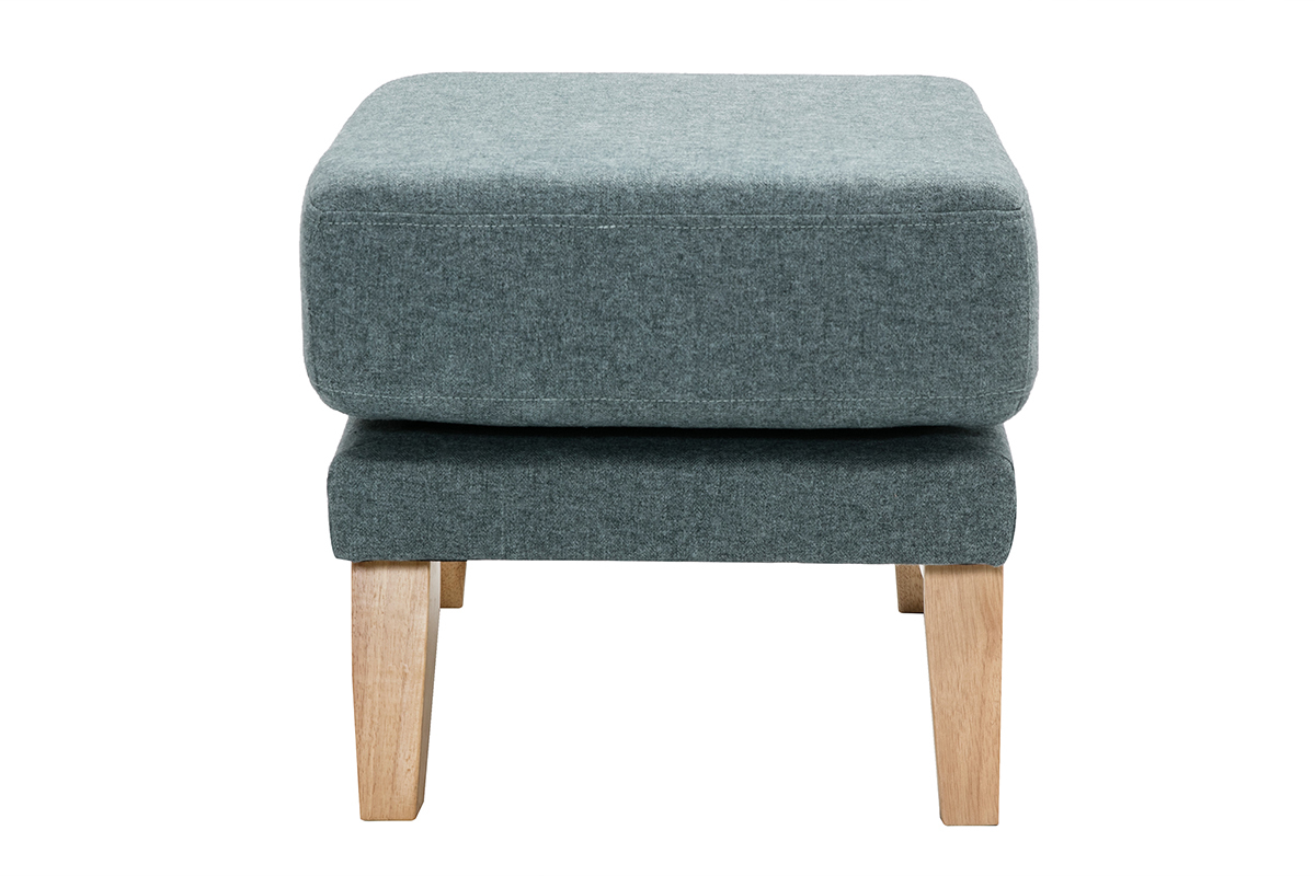 Puf reposapis nrdico de tela desenfundable verde grisceo y madera clara OSLO